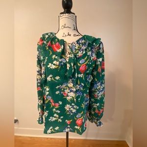 Ruffle tie neck blouse